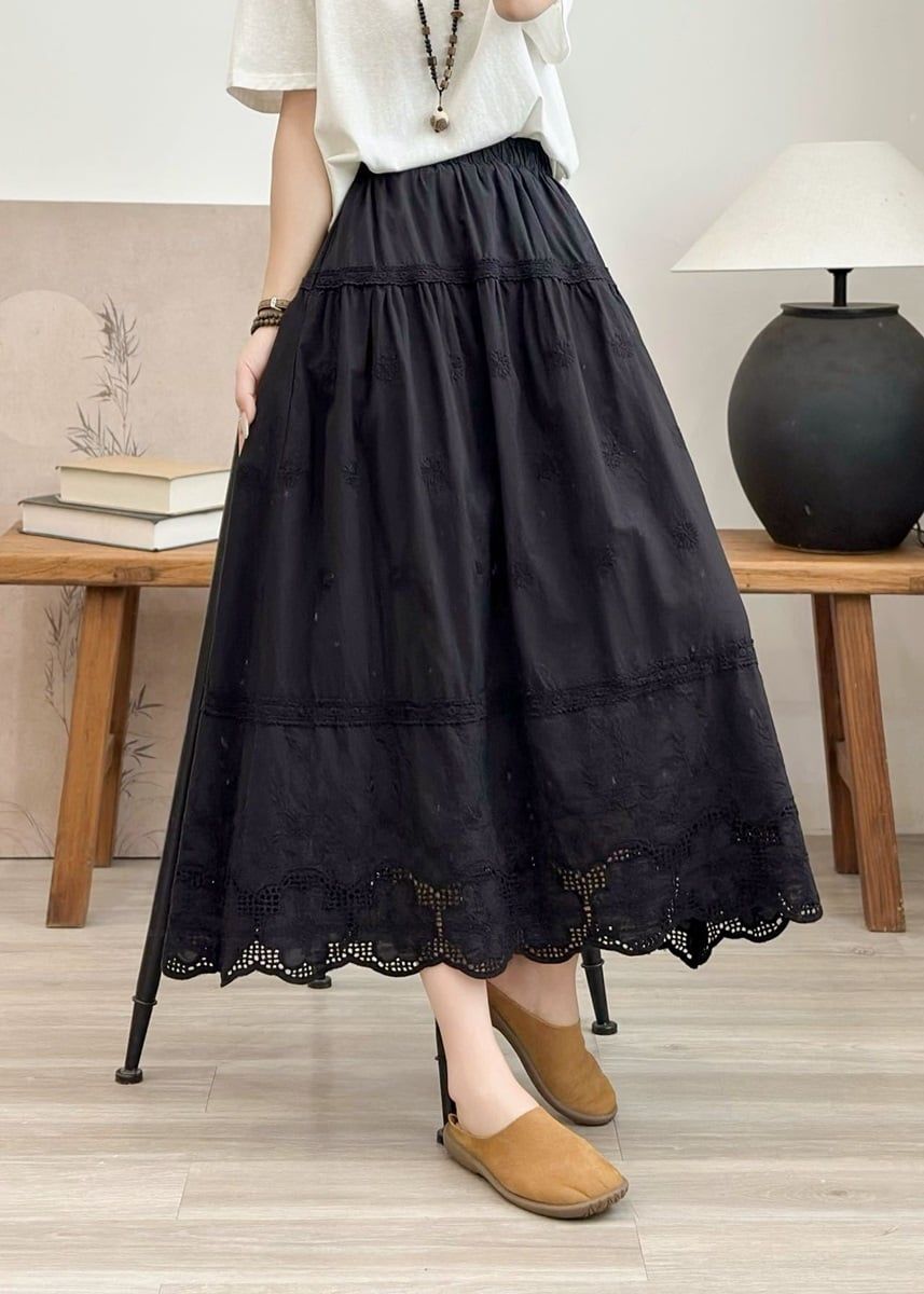  Q266-Chân Váy Ren Thêu Xòe Nhẹ Nhàng Kiểu Pháp 