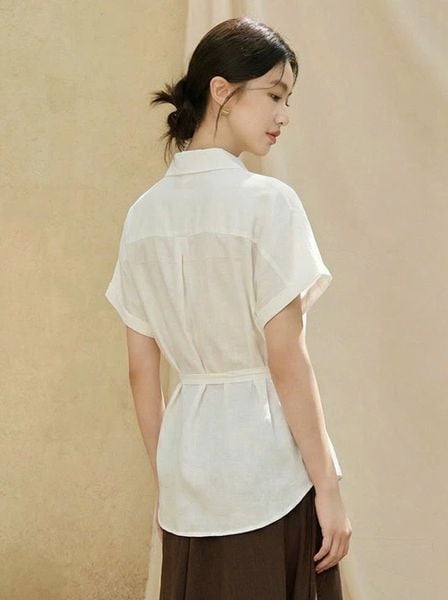  A846-Áo Sơ Mi Cotton Nút Lệch 