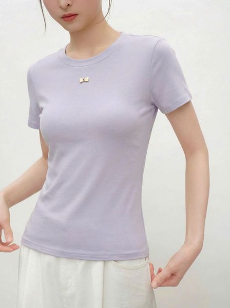  A708-Áo Thun Bamboo Viscose  Đính Nơ 