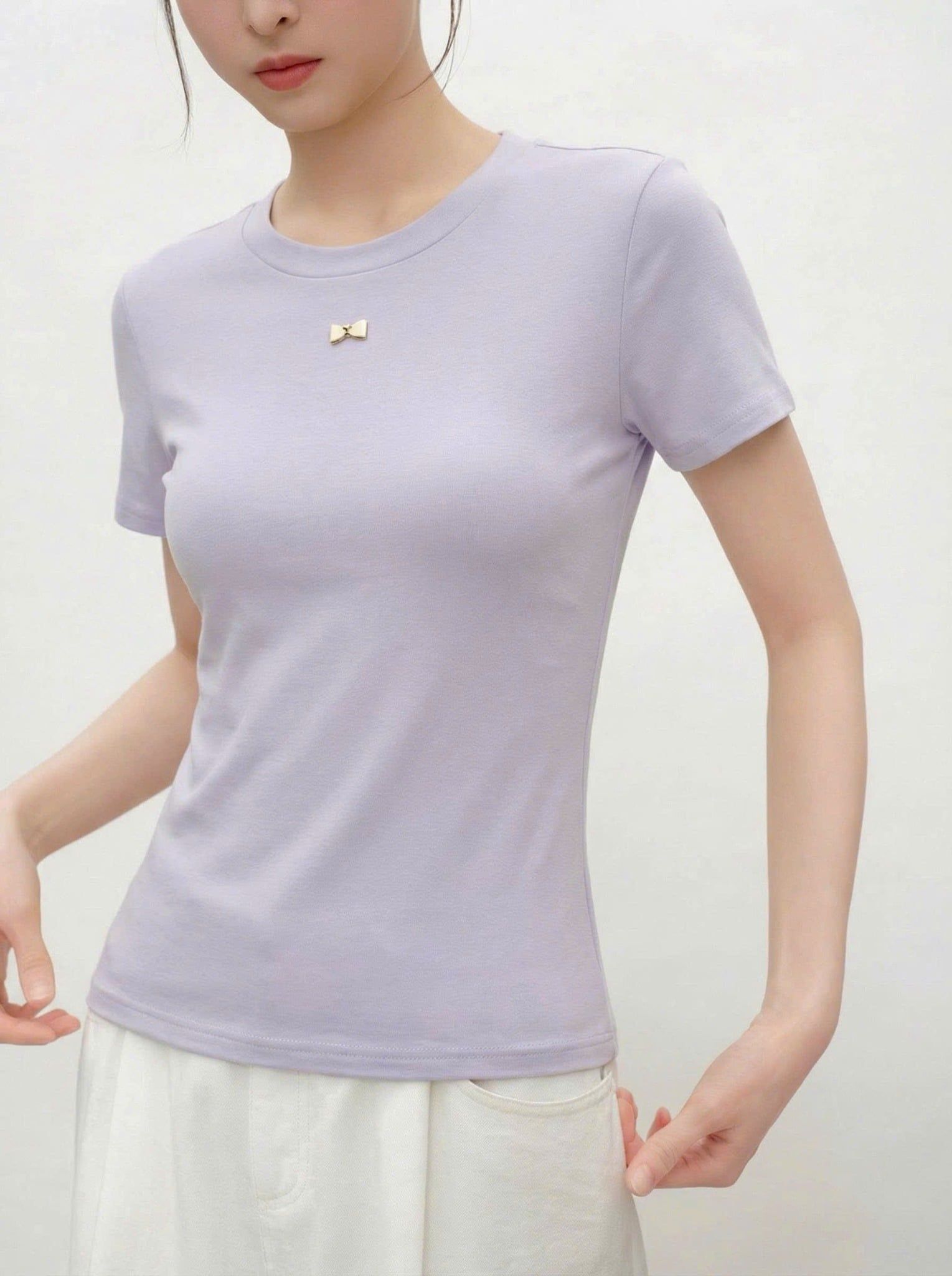  A708-Áo Thun Bamboo Viscose  Đính Nơ 