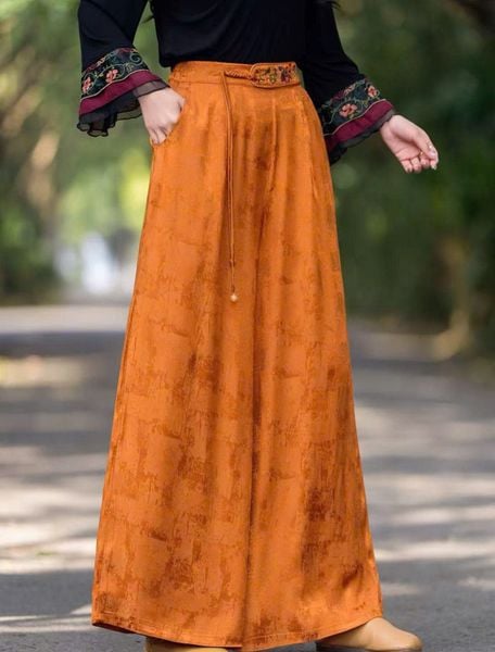  Q393 Quần dài nữ kiểu dáng ống suông Lưng thêu 