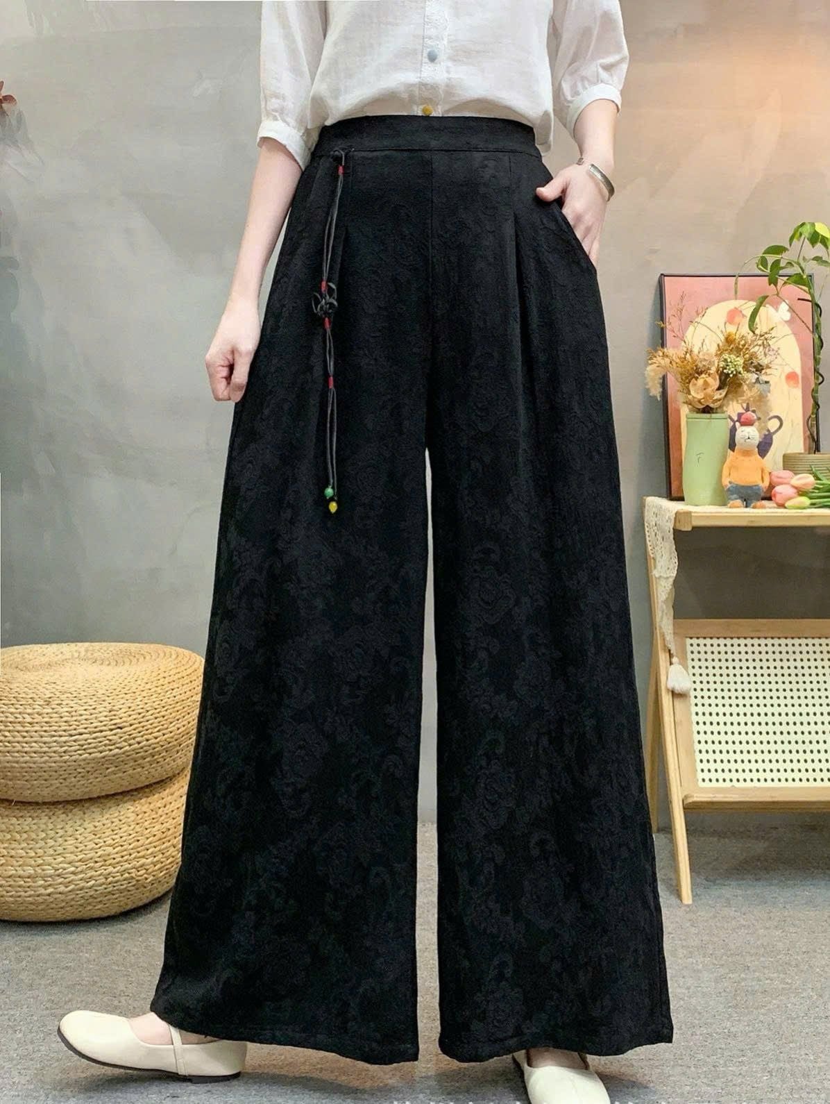  Q390-Quần dài nữ phong cách dân tộc cổ điển 