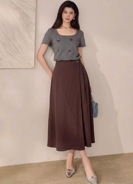  V04-Chân Váy Viscose Linen 