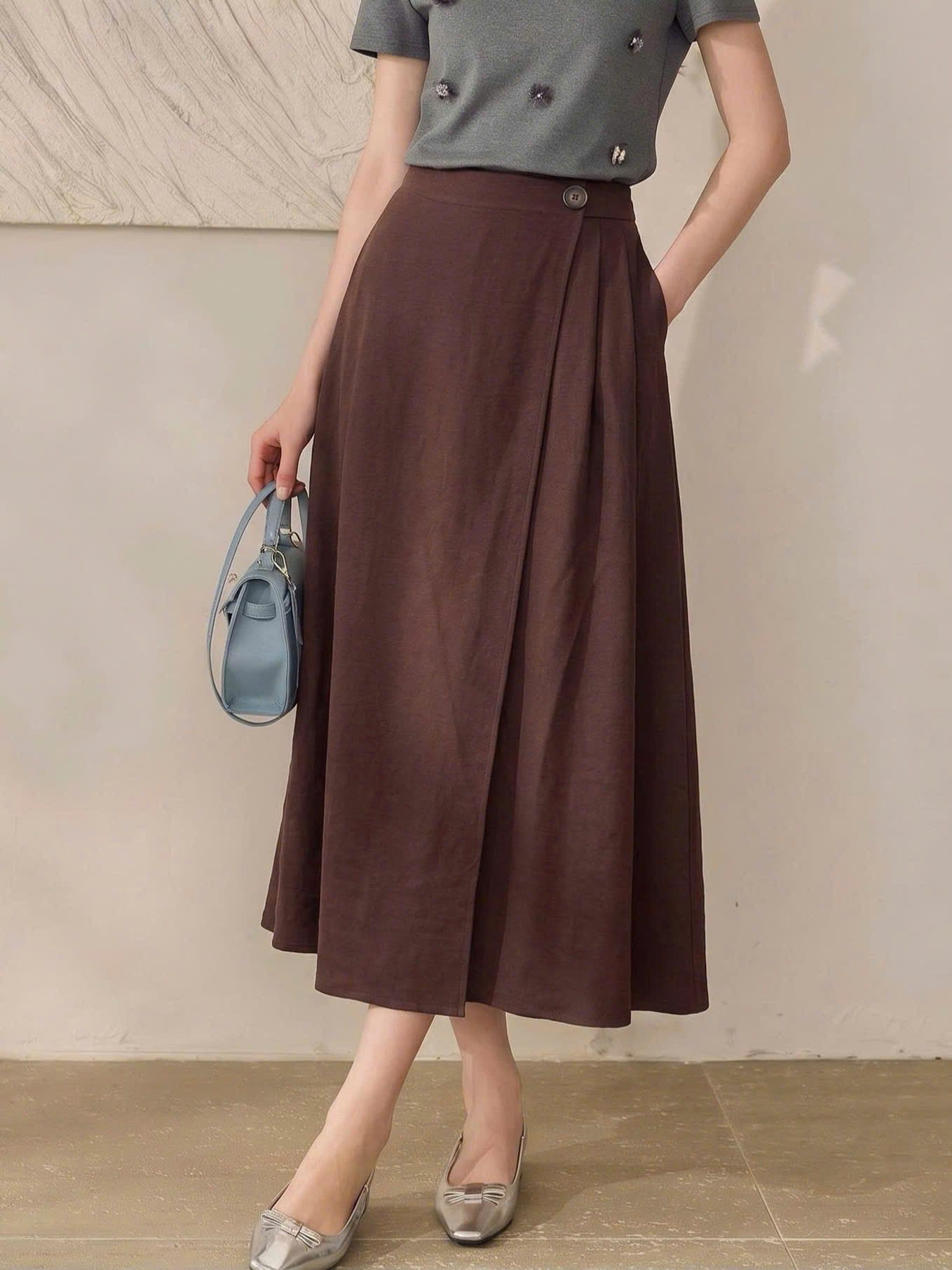  V04-Chân Váy Viscose Linen 
