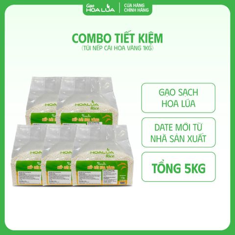  COMBO 5KG Nếp Cái Hoa Vàng (Nếp Bắc) - Dẻo mềm, thơm ngon đặc trưng (Túi 1Kg) - SẢN PHẨM MỚI 