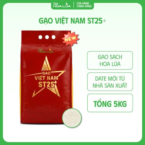  Gạo Việt Nam ST25+ (túi 5kg) - Mềm dẻo, thơm ngon, phù hợp nhiều khẩu vị [Sản phẩm mới 2026] 