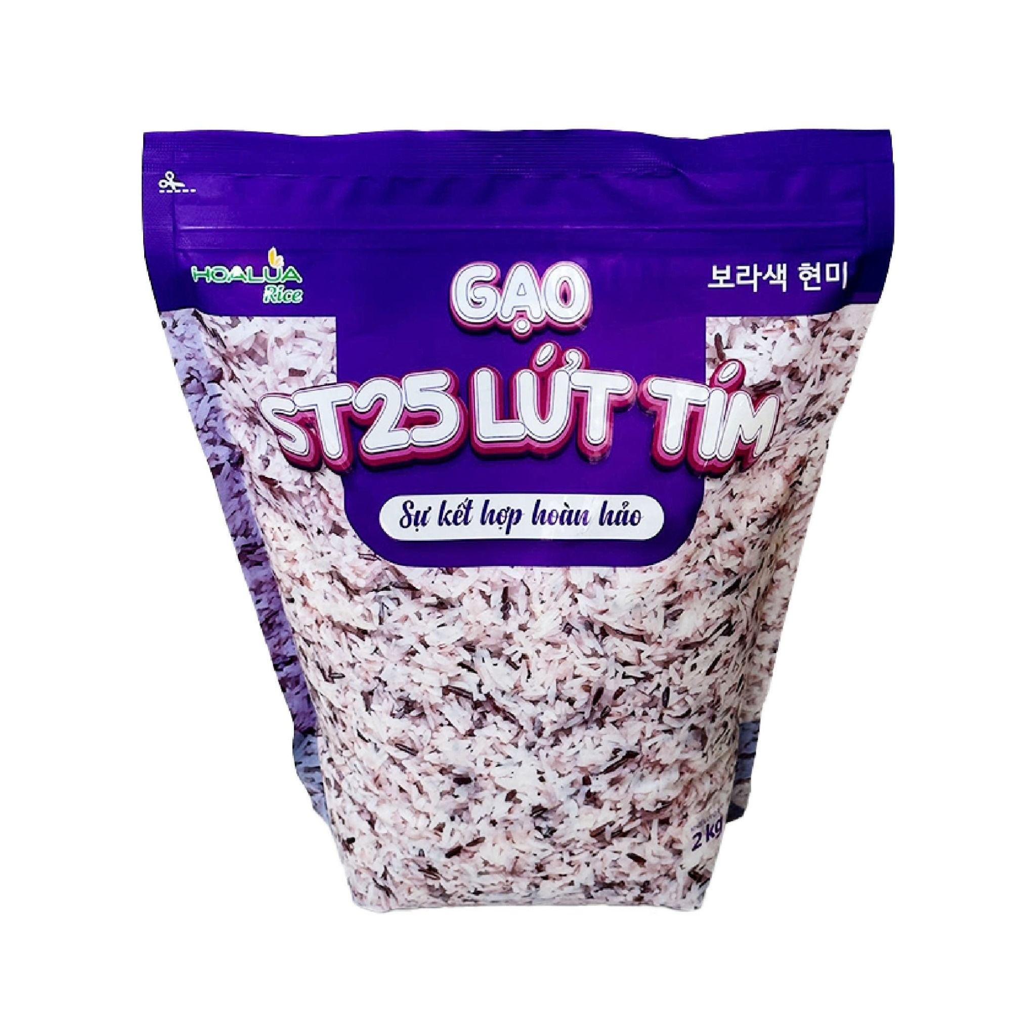 Gạo ST25 Lứt Tím túi 2kg - Dẻo mềm, thơm đặc trưng, giàu dinh dưỡng