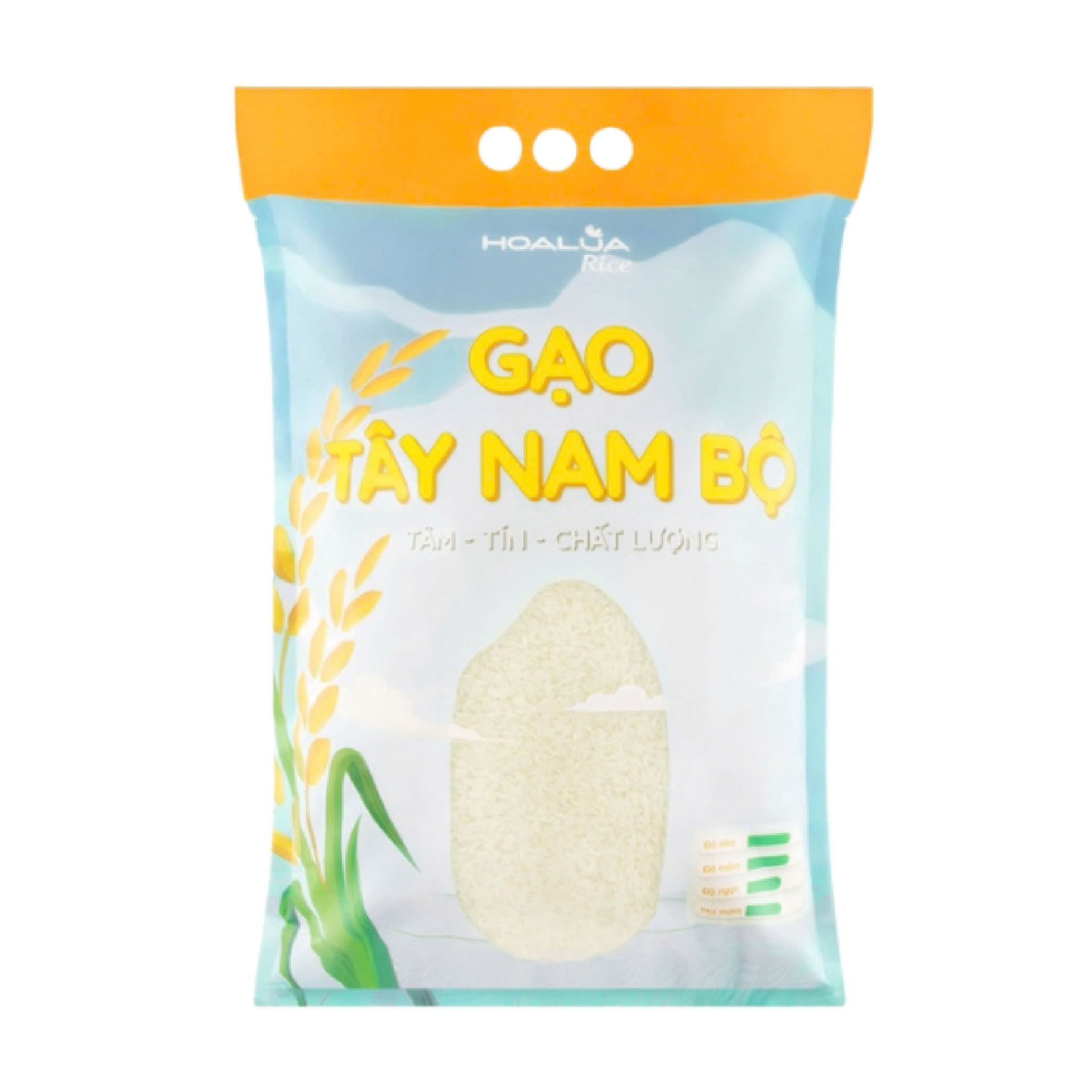 Gạo Tây Nam Bộ HOALUA Rice dẻo ít, mềm cơm, tơi xốp (Túi 5kg)