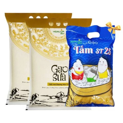  [MUA 2 TẶNG 1] Mua 2 túi Gạo Sữa túi 5kg - Tặng 1 túi Tấm ST25 2Kg (Tổng 12Kg) 