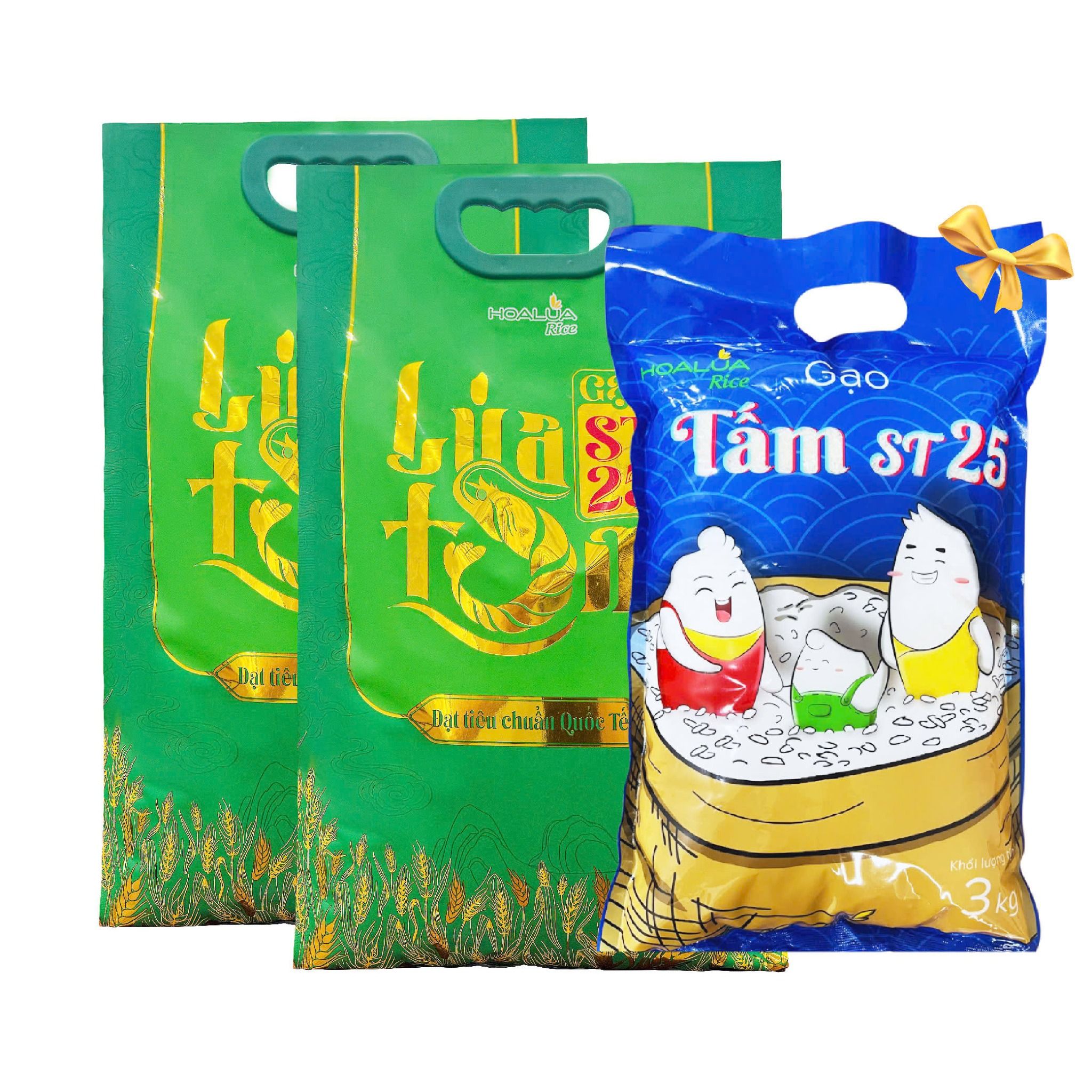 [TẶNG 3KG TẤM ST25] Combo 2 túi Gạo ST25 Lúa Tôm túi 5kg (Tổng 13kg)