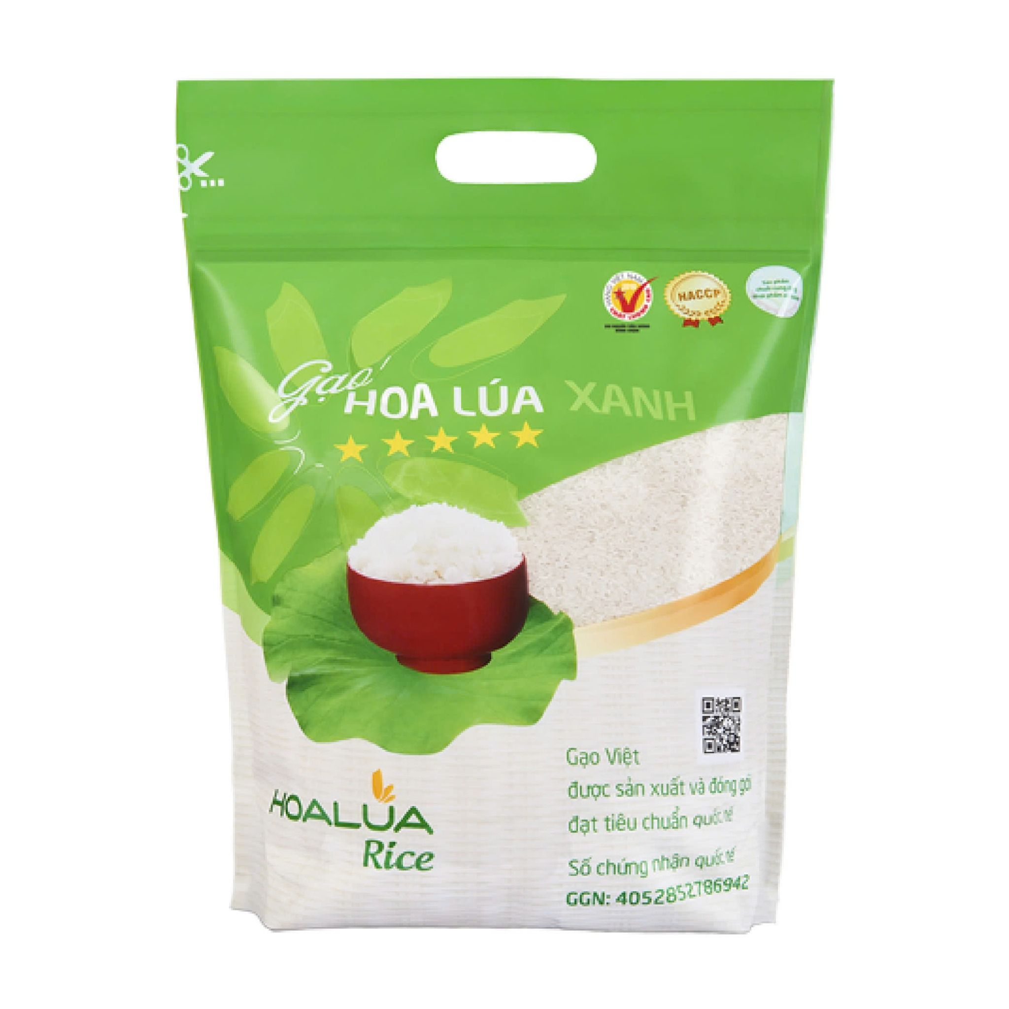 Gạo Hoa Lúa Xanh - Túi 5kg - Tơi xốp, mềm cơm, dẻo ít, thơm nhẹ