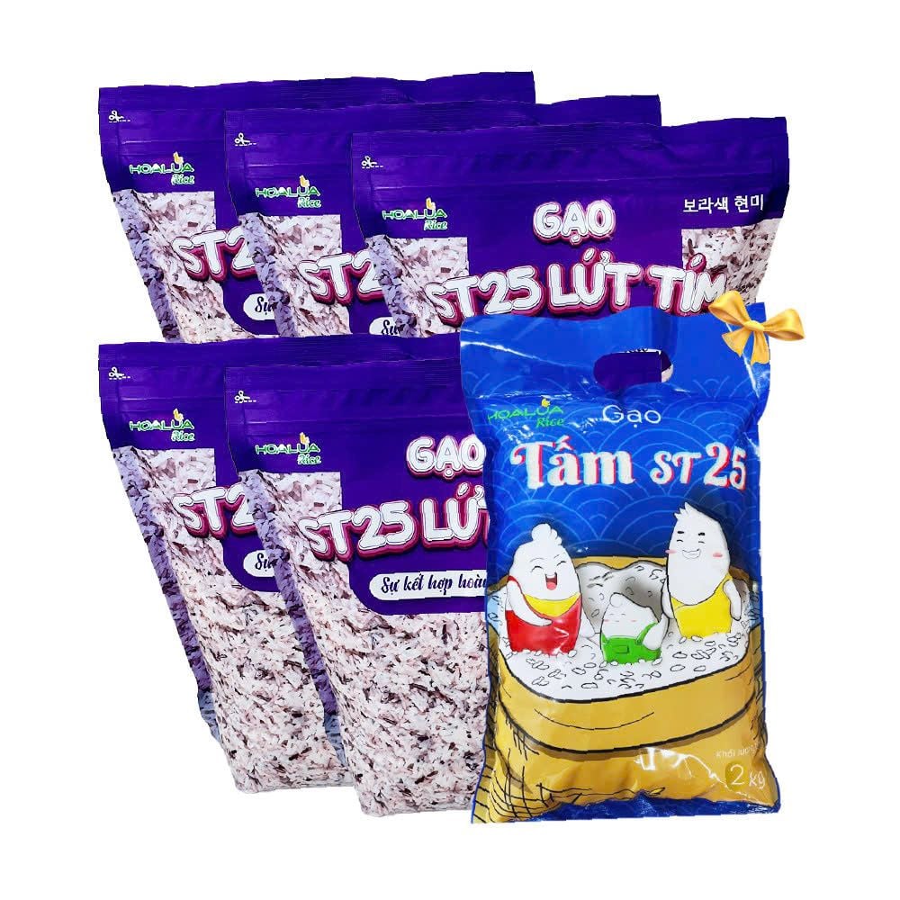 [TẶNG 2Kg Tấm ST25] COMBO 10kg Gạo ST25 Lứt Tím (Tổng 12kg)