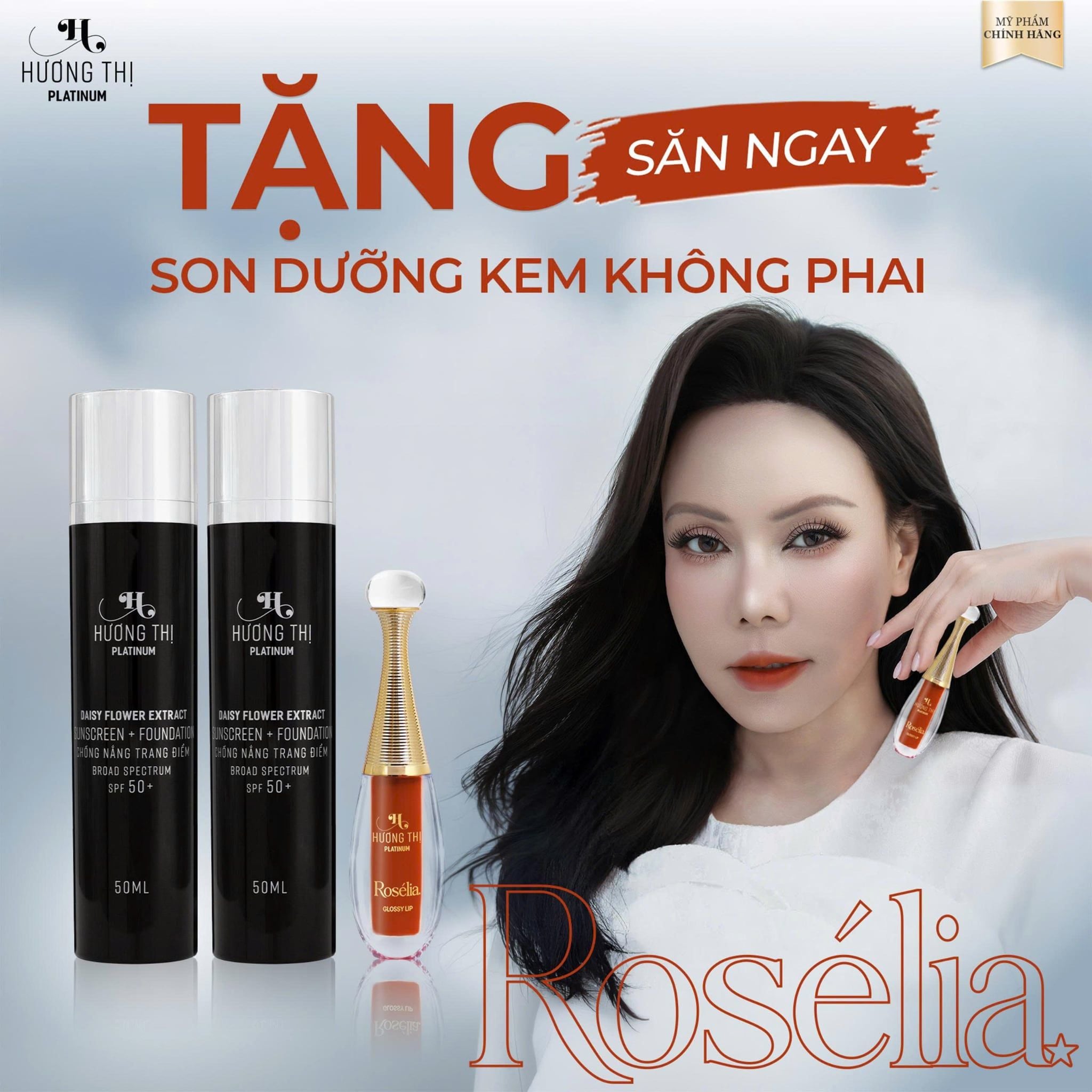  Combo hai chai chống nắng tặng son Rosélia 