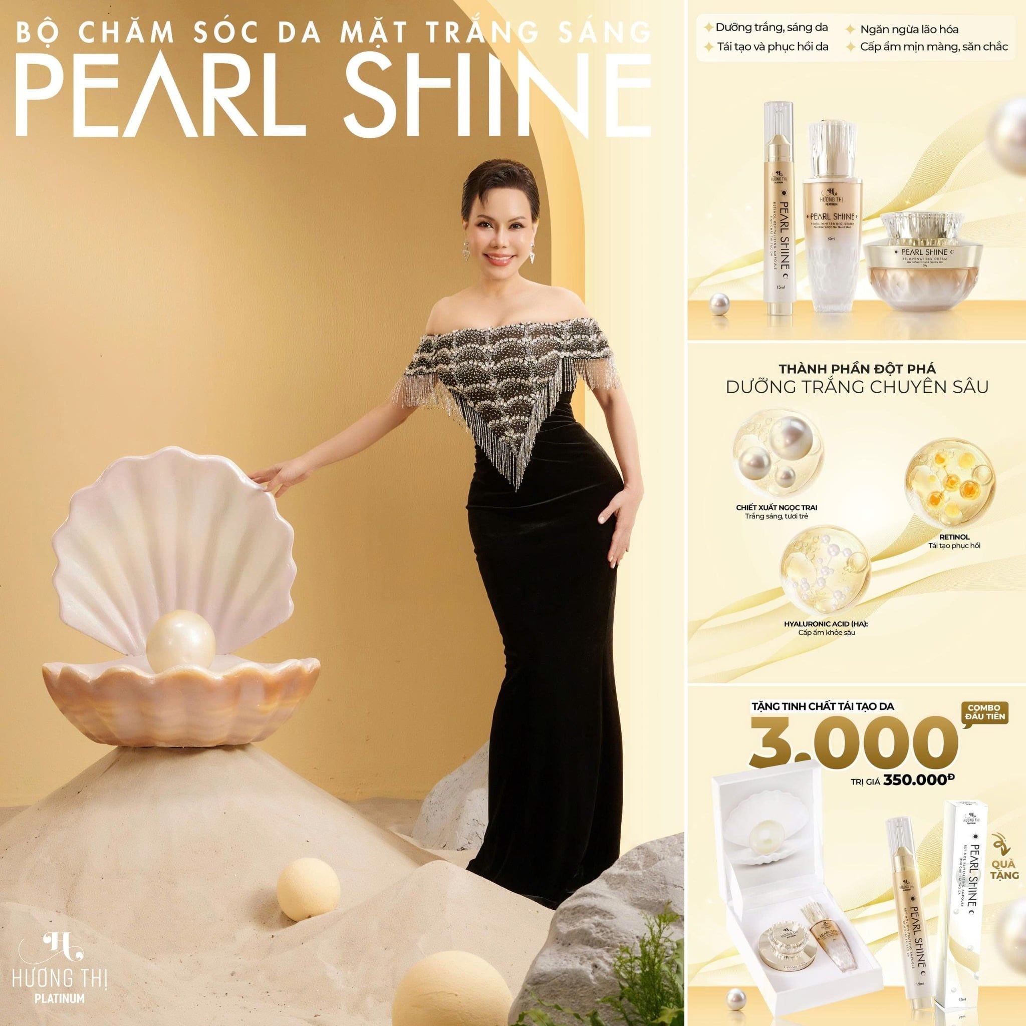  Bộ chăm sóc da mặt ngọc trai trắng sáng (Pearl shine Whitening facial care) 