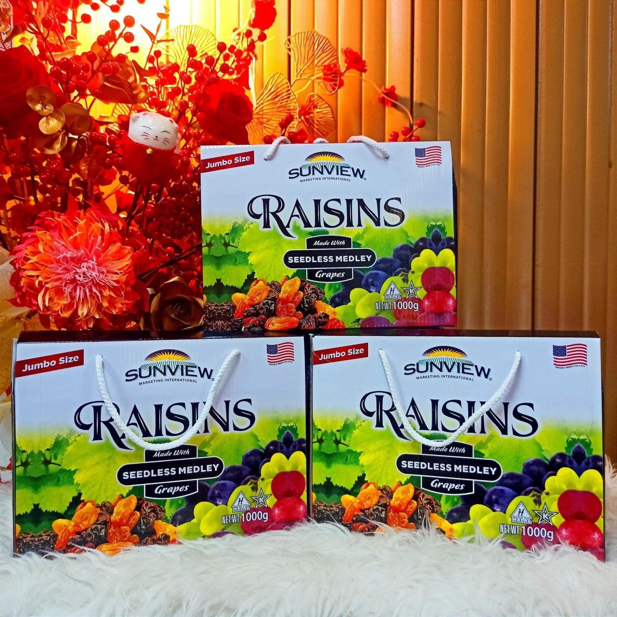 B150- Nho hộp Raisins hộp 1kg (ruột 700g) 