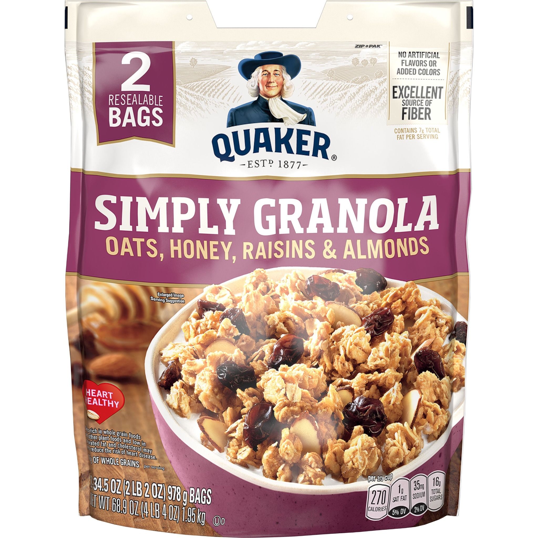  A322 - Yến mạch Vị Mật Ong Quaker Simply Granola Mỹ Gói 978g 