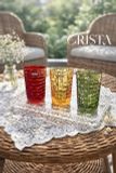  B410- Set 6 ly thủy tinh vân cara cao cấp CRISTA 350ml  kèm 1 khăn trải bàn 