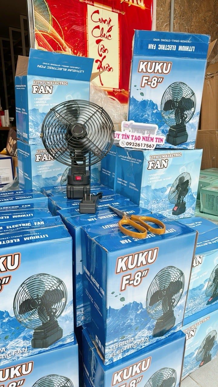  K27- Quạt tích điện Pin trâu (lồng sắt cánh sắt) 