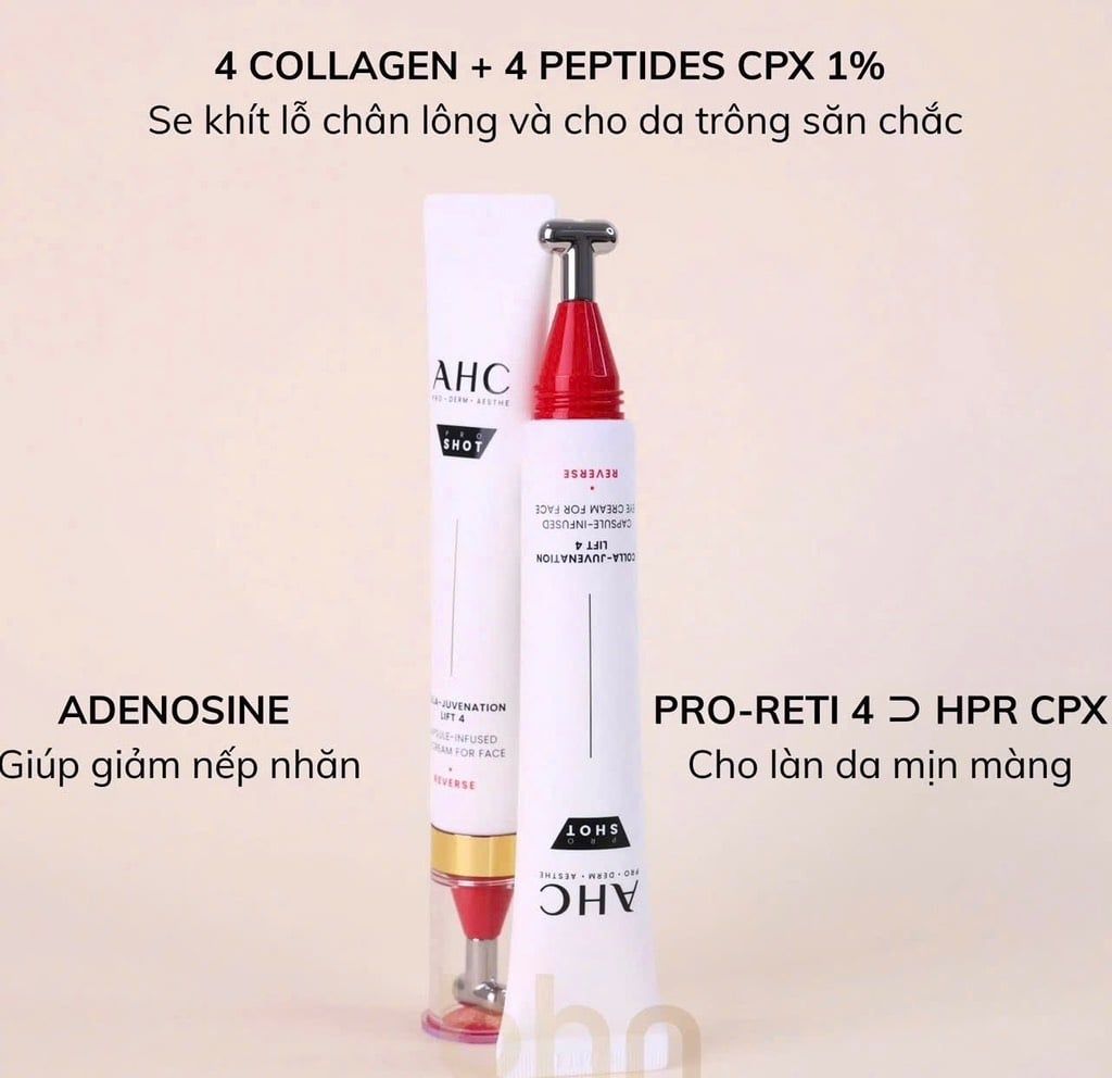  C28- Kem Dưỡng Da Mặt Và Mắt Cải Thiện Lão Hóa Da AHC Pro Shot Colla Juvenation Lift 4 30ml 