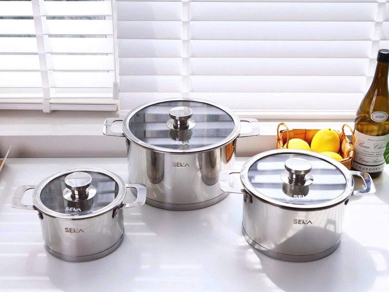  B166- Bộ 3 nồi inox 3 nắp Seka 16-20-24cm SKM6687 