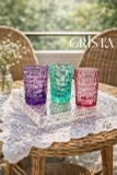  B410- Set 6 ly thủy tinh vân cara cao cấp CRISTA 350ml  kèm 1 khăn trải bàn 