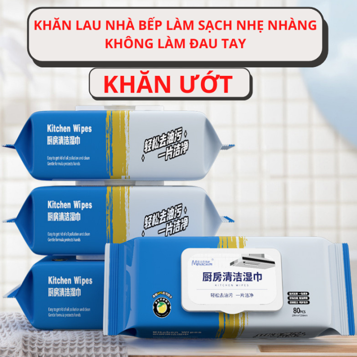  B347- (Set 2 gói) Khăn ướt lau bếp đa năng 630g 