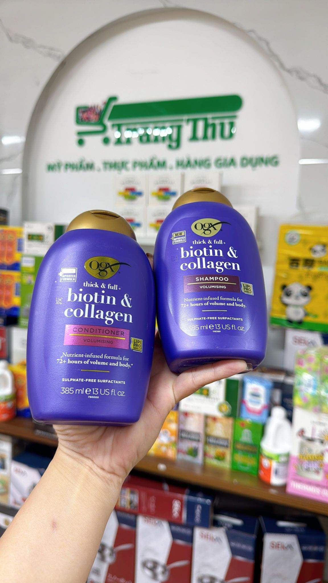  E55- Gội xả biotin collagen ogx 385ml 