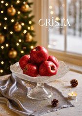  A470- Đĩa chân bồng vân lưới Crista home 24cm 