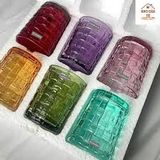  B410- Set 6 ly thủy tinh vân cara cao cấp CRISTA 350ml  kèm 1 khăn trải bàn 