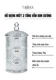  B127- Hũ mứt thủy tinh cao cấp 3 tầng CRISTA  #Màu trắng 