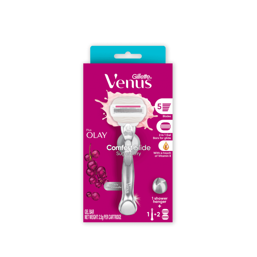 D54- Dao Cạo Gillette Venus Comfortgilde Hương Olay Sugarberry Hộp 1 Cán Và 2 Đầu Dao 