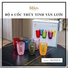  L26- Set 6 ly thủy tinh cao cấp đủ màu Seka 