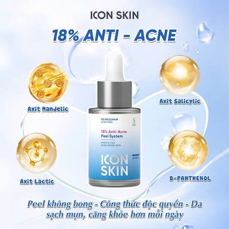  M63- Serum mụn  ICON SKIN 18% anti- acne peel ststem 
