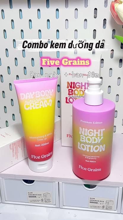  L25- Combo Sữa tắm + dưỡng thể body sáng da nước hoa Five Grains (200ml + 500ml) 