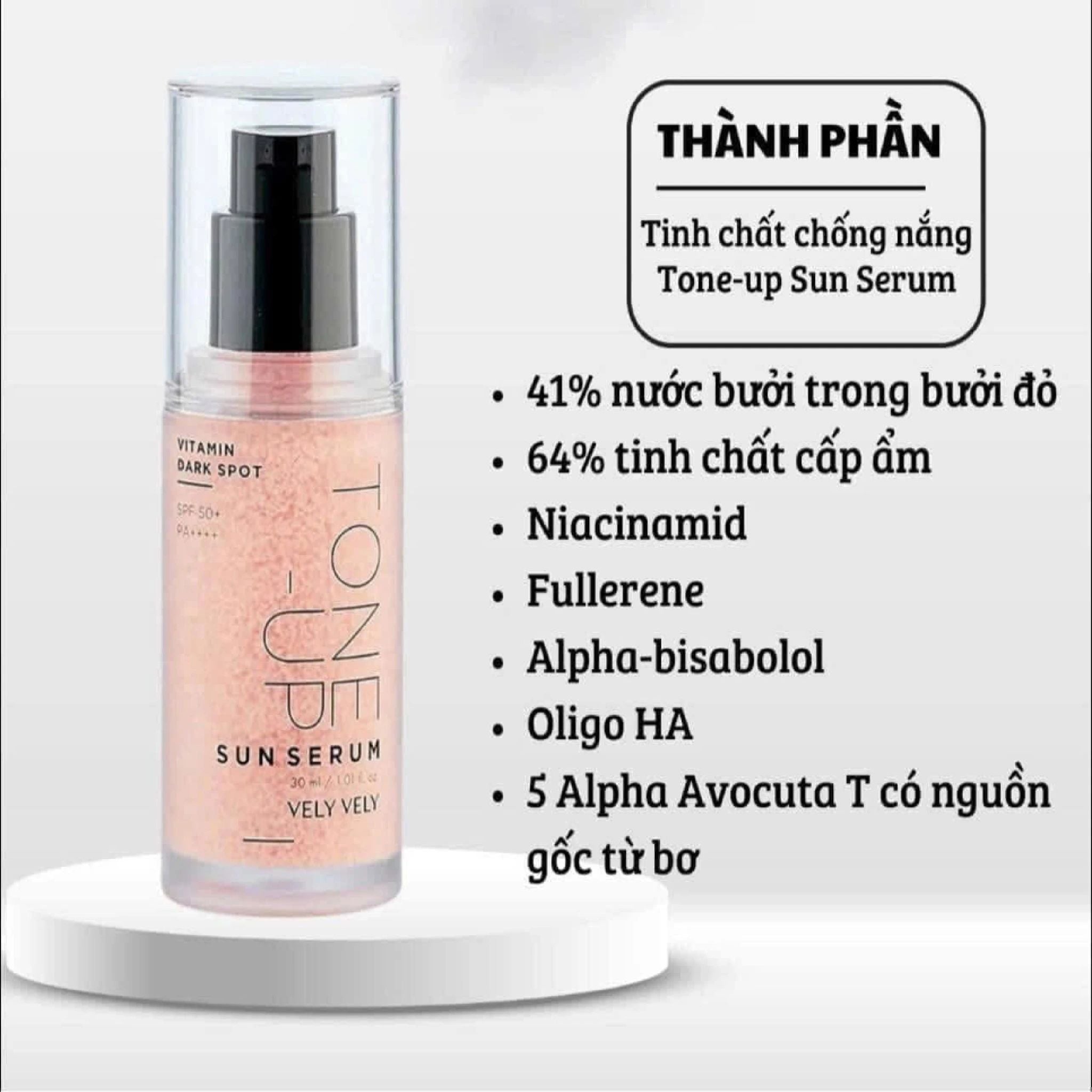  M96- Kem Chống Nắng VELY VELY Vitamin Dark Spot Tone Up Sun Serum 30ml 