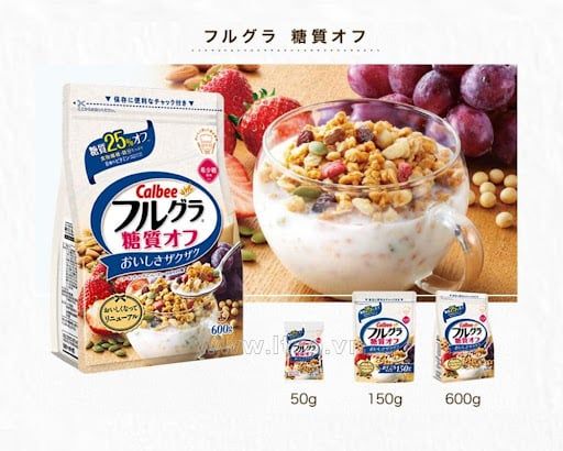  B584- Ngũ cốc calbee 600g (MÀu trắng ít đường) 