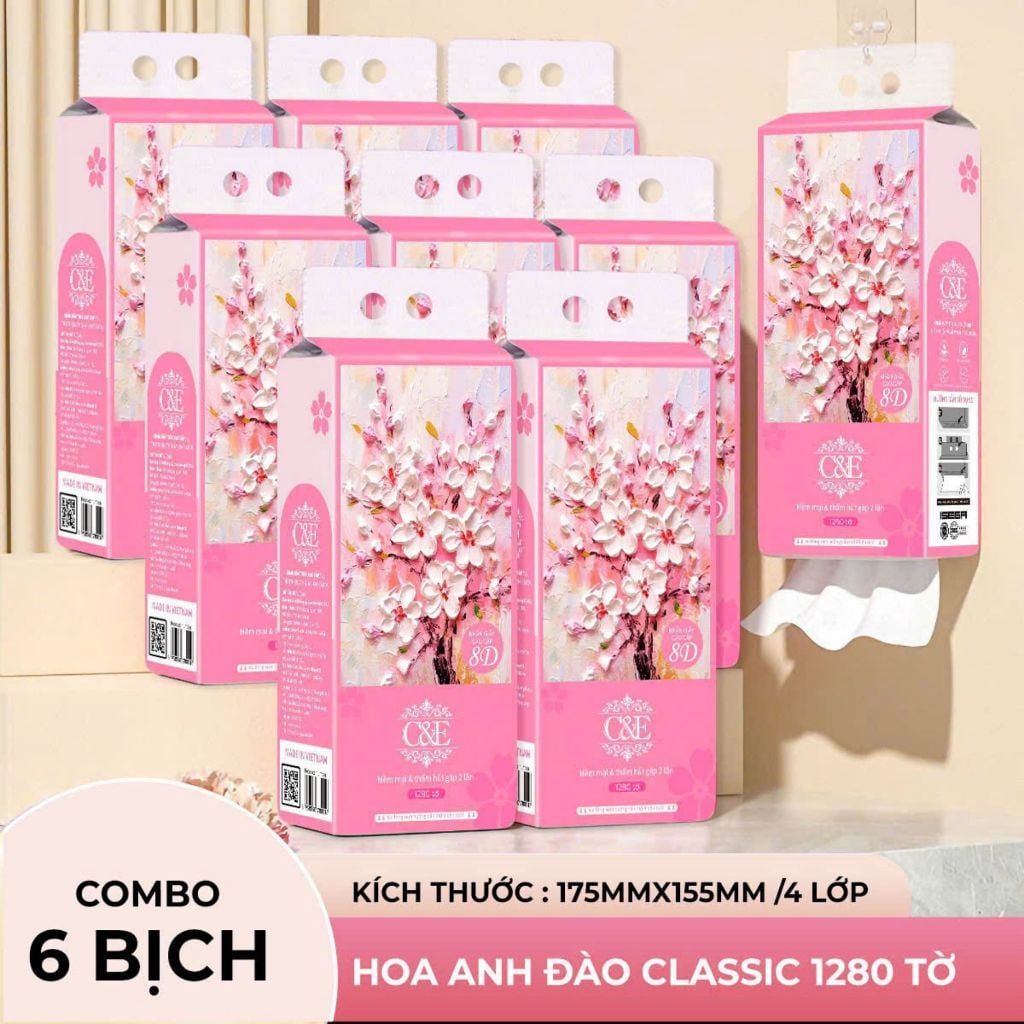  A97 - Giấy rút 8D hoa anh đào 1 thùng 6 bịch 