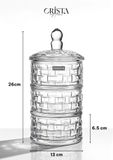  B127- Hũ mứt thủy tinh cao cấp 3 tầng CRISTA  #Màu trắng 
