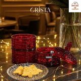  B128- Hũ mứt thủy tinh cao cấp 3 tầng CRISTA  #Màu đỏ 