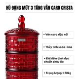  B128- Hũ mứt thủy tinh cao cấp 3 tầng CRISTA  #Màu đỏ 