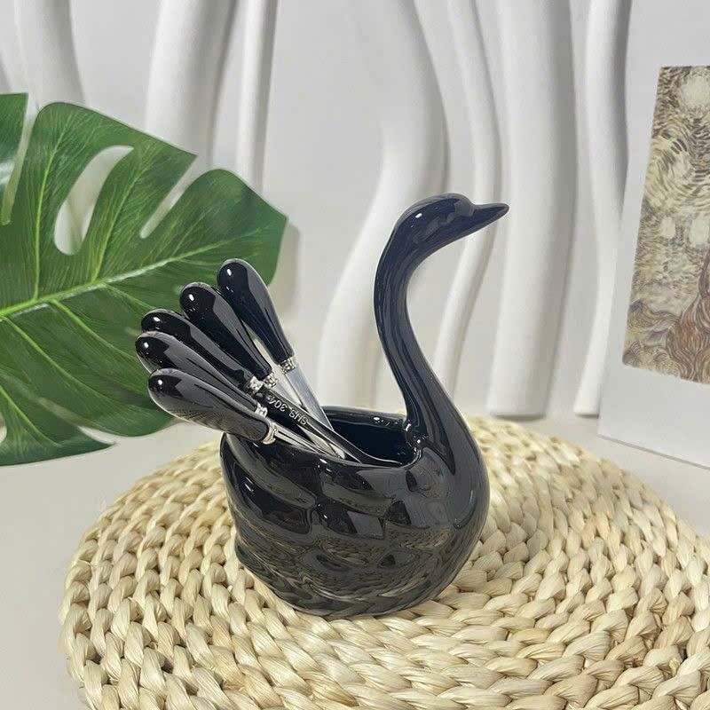  B125- Bộ nĩa 6 chiếc kèm bình thiên nga đen 