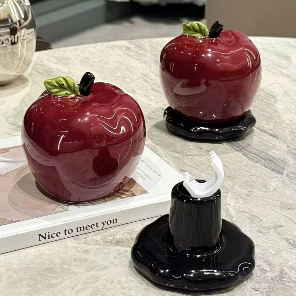  B384- Hũ đựng tăm bằng sứ cao cấp hình quả táo 