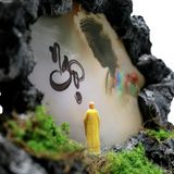  Đá thư pháp thủ công chữ NGỘ có tranh và đèn trang trí làm quà tặng 