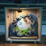  Đá thư pháp thủ công chữ NGỘ có tranh và đèn trang trí làm quà tặng 