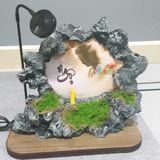  Đá thư pháp thủ công chữ NGỘ có tranh và đèn trang trí làm quà tặng 