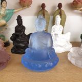  Tượng Đức Phật Thích Ca bằng Lưu Ly cao cấp 13cm (Xanh biển) 