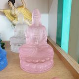  Tượng Quan Thế Âm Bồ Tát bằng Lưu Ly cao cấp 13cm (Hồng) 