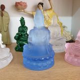  Tượng Quan Thế Âm Bồ Tát bằng Lưu Ly cao cấp 13cm (Xanh biển) 