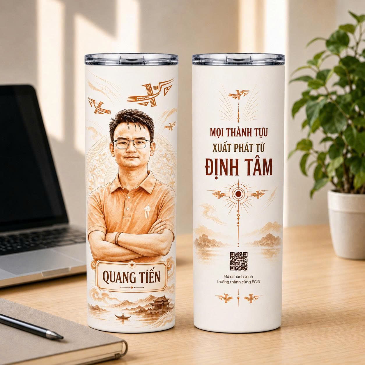 Bình giữ nhiệt Cá nhân hóa in Tên & Quan niệm theo yêu cầu