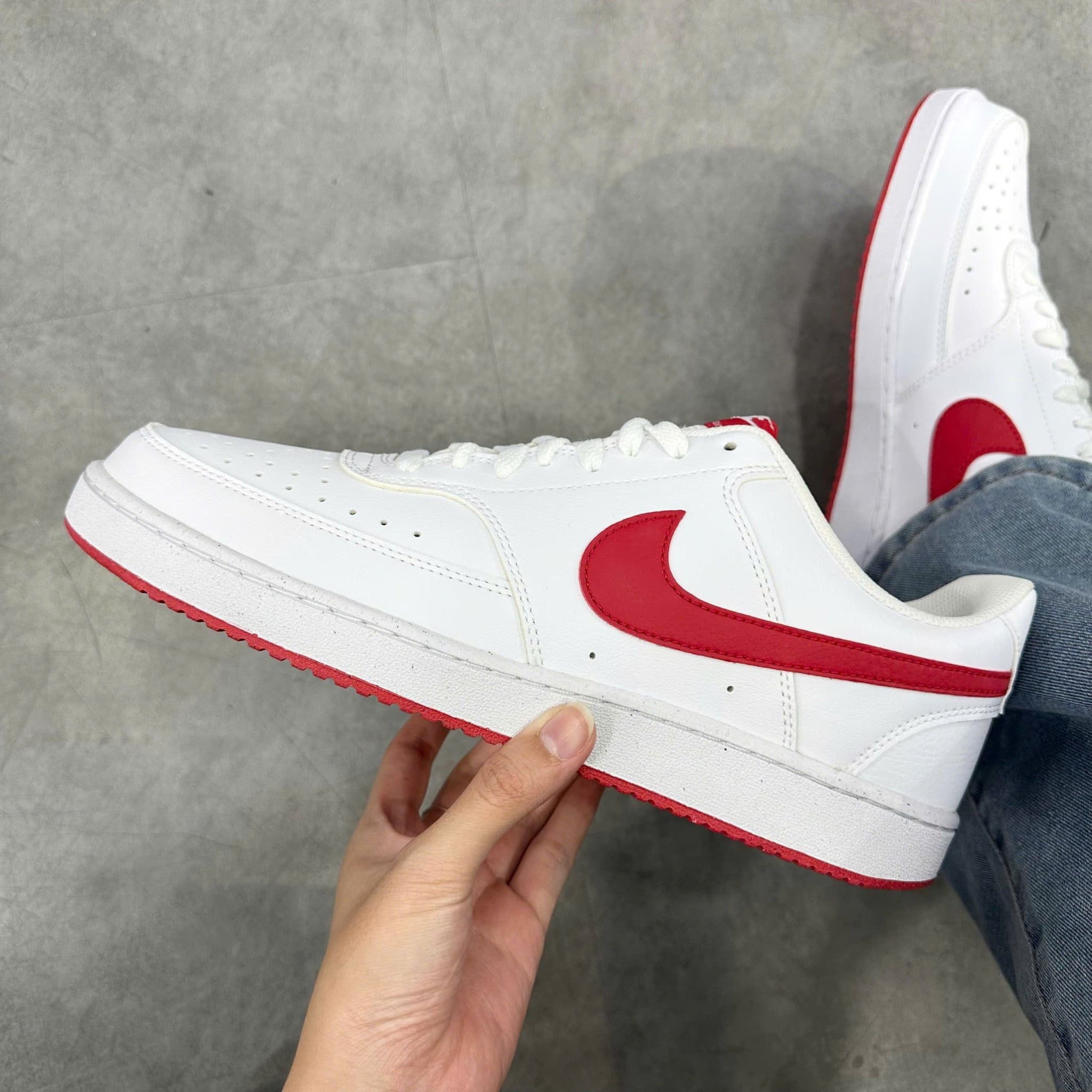  NIKE COURT VISION LOW NEXT NATURE WHITE UNIVERSITY RED HF1744-101 